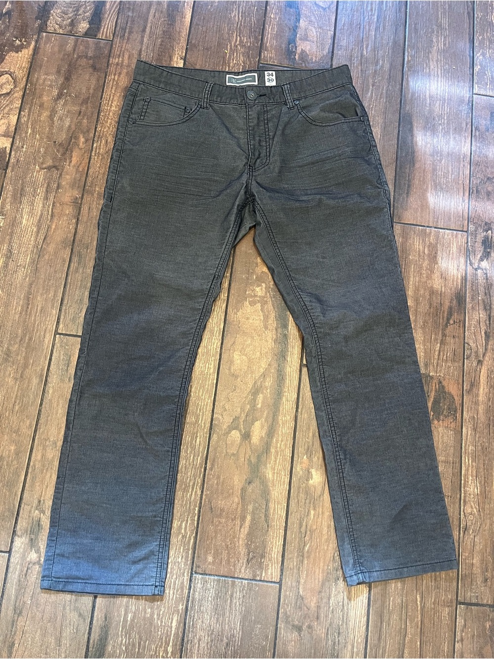 Men's Charcoal Slim Straight Pants Corduroy Style 34W x 30L I- INC